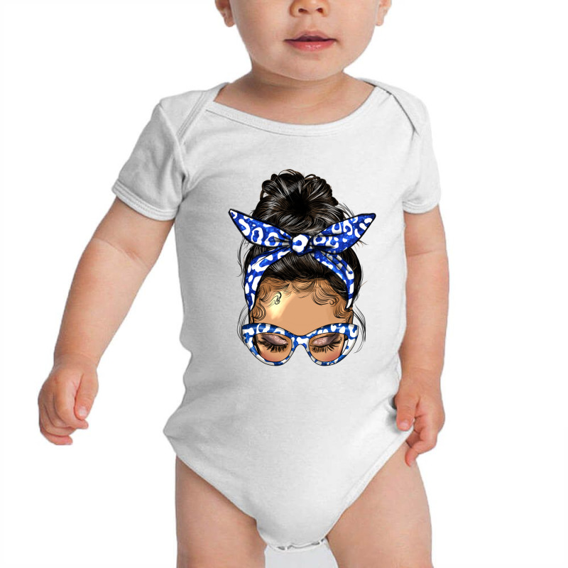 Afro Messy Bun Light Skin Soror Color  Blue And Wh Baby Bodysuit by HRA Design Shop | Artistshot