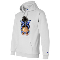 Afro Messy Bun Light Skin Soror Color  Blue And Wh Champion Hoodie | Artistshot