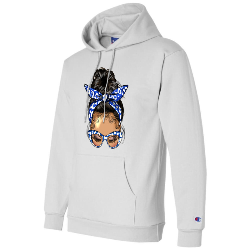 Afro Messy Bun Light Skin Soror Color  Blue And Wh Champion Hoodie | Artistshot