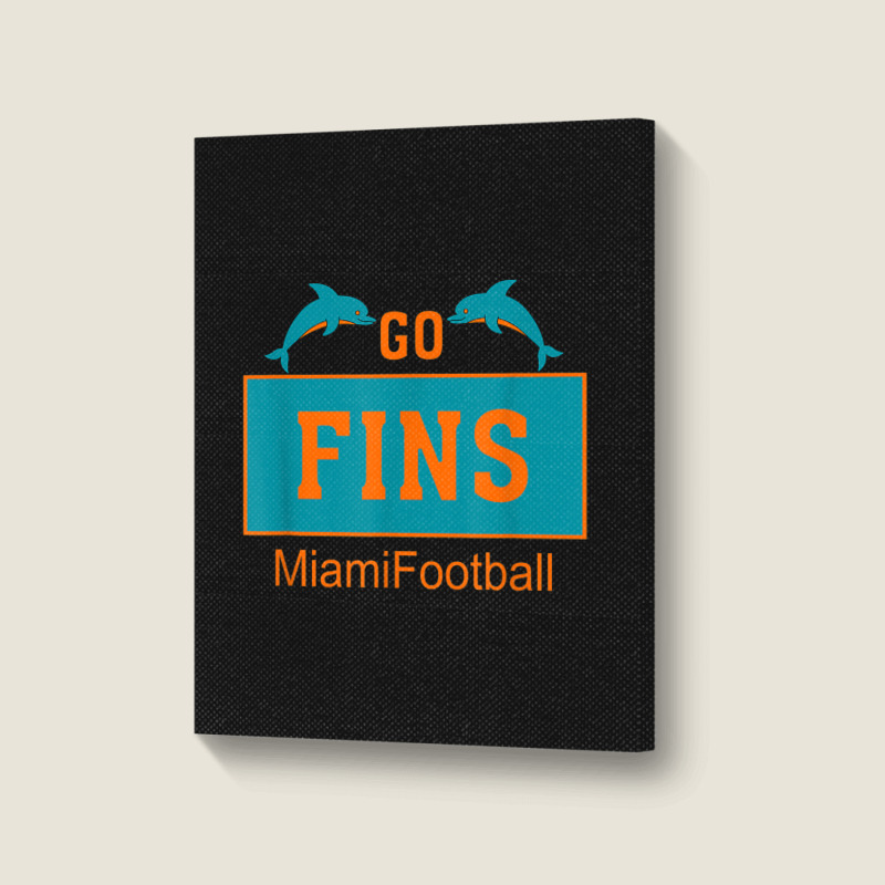 Fins Miami Florida American Football Dolphin Elements Animal Portrait Canvas Print | Artistshot