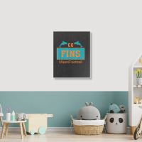 Fins Miami Florida American Football Dolphin Elements Animal Portrait Canvas Print | Artistshot