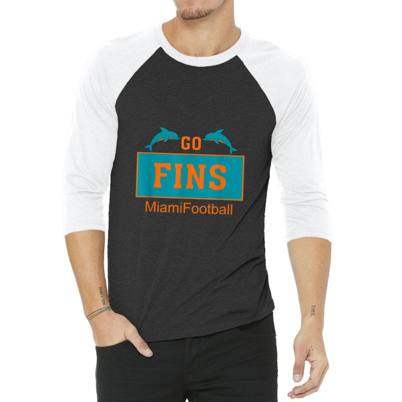 Fins Miami Florida American Football Dolphin Elements Animal 3/4 Sleeve Shirt | Artistshot