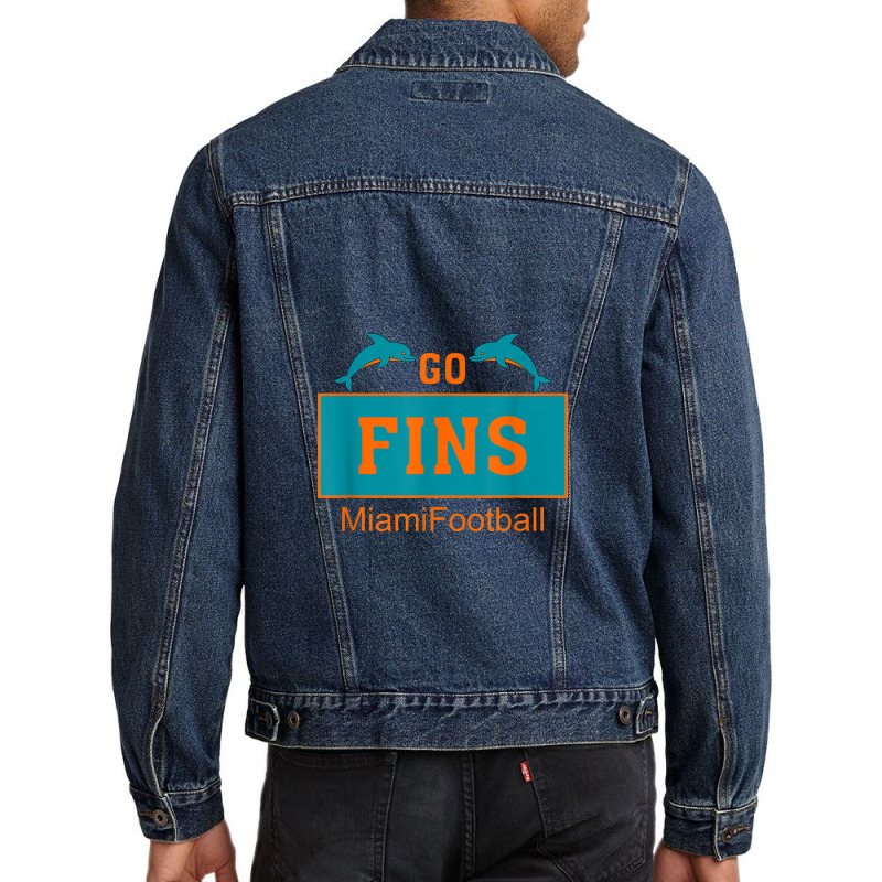 Fins Miami Florida American Football Dolphin Elements Animal Men Denim Jacket | Artistshot