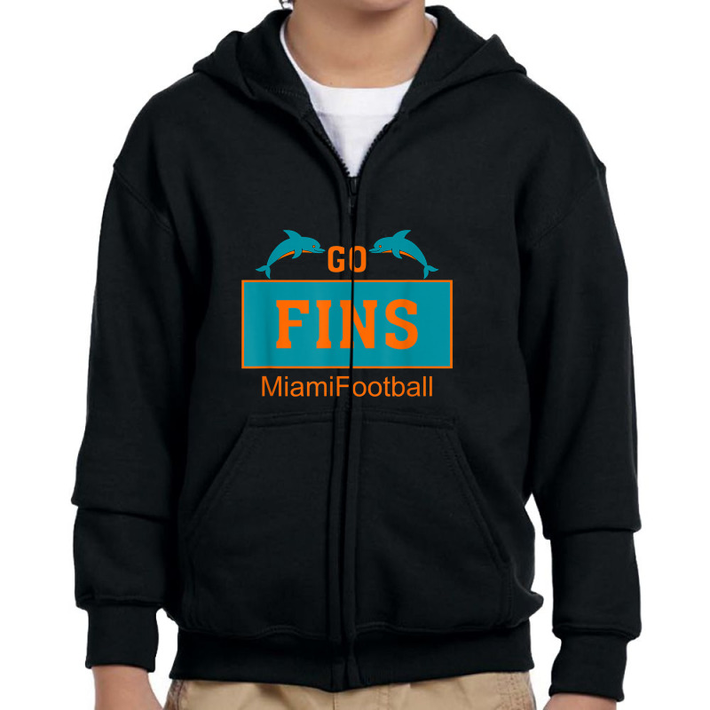 Fins Miami Florida American Football Dolphin Elements Animal Youth Zipper Hoodie | Artistshot