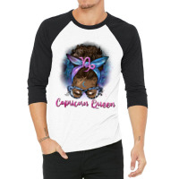 Afro Messy Bun Capricorn Queen 3/4 Sleeve Shirt | Artistshot