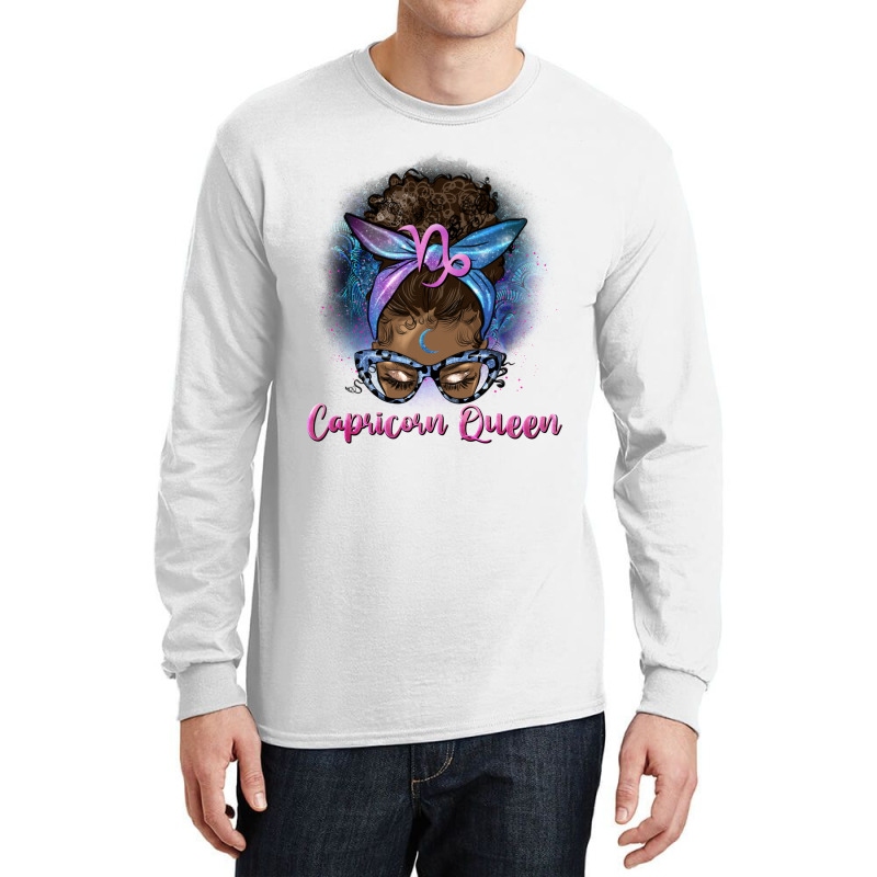 Afro Messy Bun Capricorn Queen Long Sleeve Shirts | Artistshot