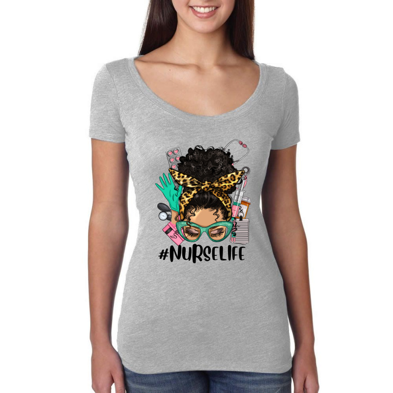 Afro Latina Messy Bun Nurse Life Women's Triblend Scoop T-shirt by HRA Design Shop | Artistshot