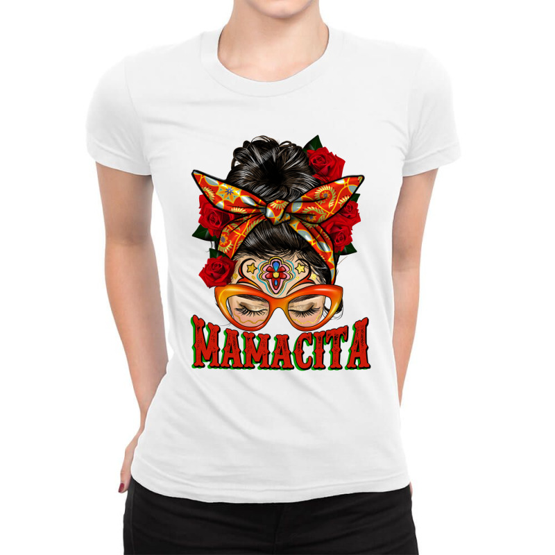 Latina Messy Bun Mamacita Ladies Fitted T-Shirt by HRA Design Shop | Artistshot