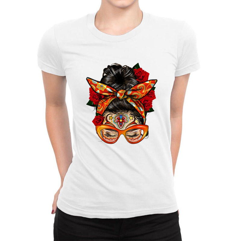 Latina Messy Bun Ladies Fitted T-Shirt by HRA Design Shop | Artistshot