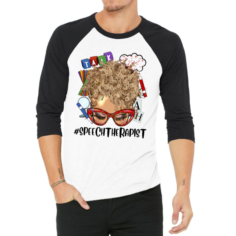 Afro Messy Bun  Hair Light Skin Speech Therap 3/4 Sleeve Shirt | Artistshot