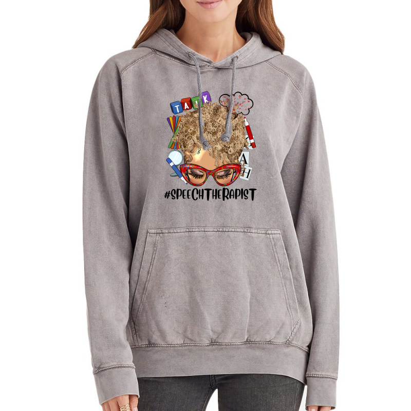 Afro Messy Bun  Hair Light Skin Speech Therap Vintage Hoodie | Artistshot