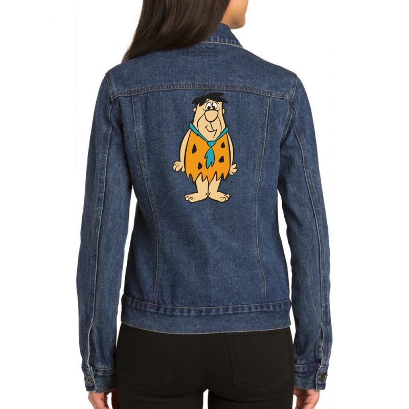 Flinstones Fred And Barney Ladies Denim Jacket by mualimat | Artistshot