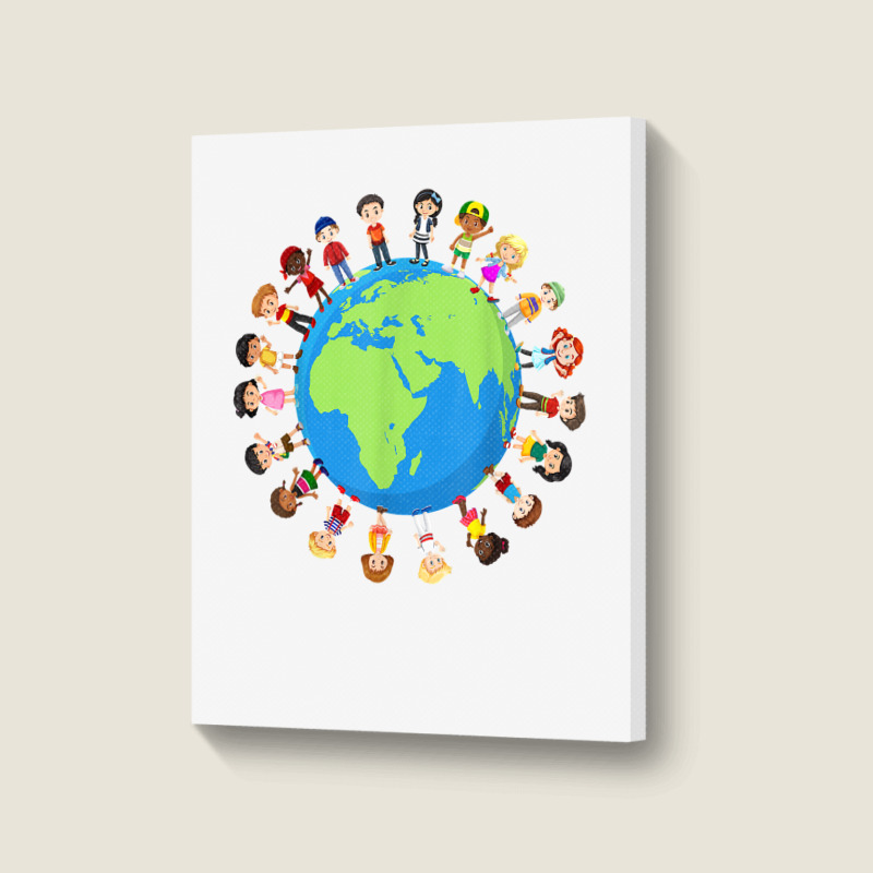 Earth Day Children Around The World Environmentalist T Shirt Portrait Canvas Print | Artistshot