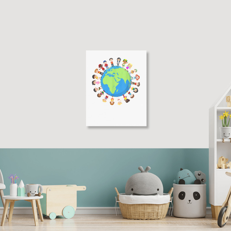 Earth Day Children Around The World Environmentalist T Shirt Portrait Canvas Print | Artistshot