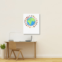 Earth Day Children Around The World Environmentalist T Shirt Portrait Canvas Print | Artistshot