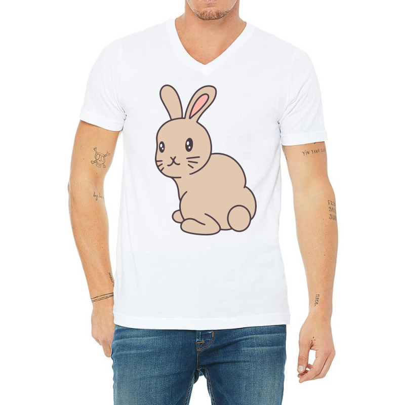 Brown Cute Rabbit Back View V-Neck Tee by Morspective | Artistshot