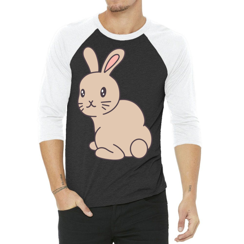 Brown Cute Rabbit Back View 3/4 Sleeve Shirt by Morspective | Artistshot