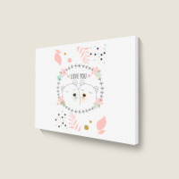 Happy Valentine's Love You With Animal Cute Landscape Canvas Print | Artistshot