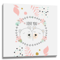 Happy Valentine's Love You With Animal Cute Metal Print Square | Artistshot