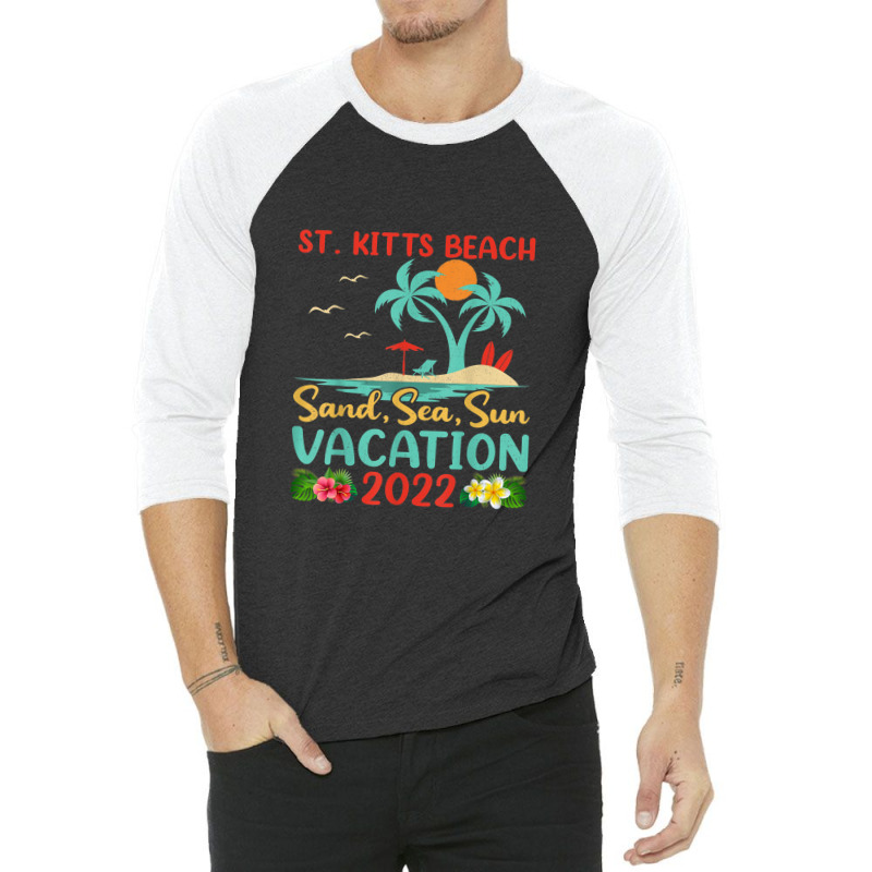 Beach Vacation 2022 Retro Lost Paradise St. Kitts Beach 3/4 Sleeve Shirt by Tiktify | Artistshot