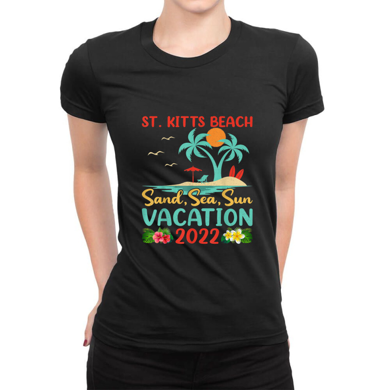 Beach Vacation 2022 Retro Lost Paradise St. Kitts Beach Ladies Fitted T-Shirt by Tiktify | Artistshot