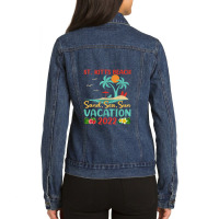 Beach Vacation 2022 Retro Lost Paradise St. Kitts Beach Ladies Denim Jacket | Artistshot