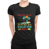 Beach Vacation 2022 Retro New Jersey Long Beach Island Raglan Baseball Ladies Fitted T-shirt | Artistshot