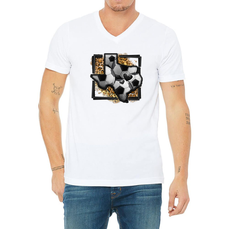 Leopard Soccer Texas Map V-neck Tee | Artistshot