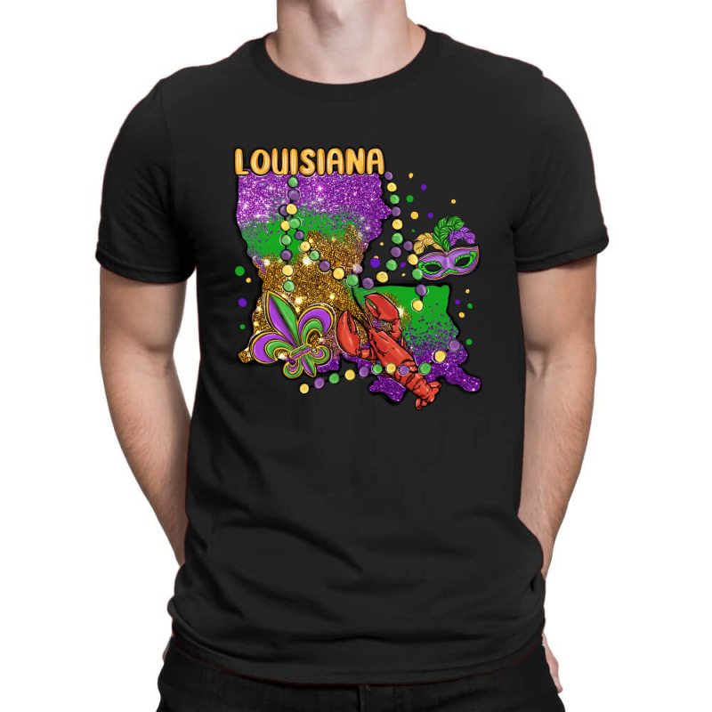 Mardi Gras Louisiana Map T-shirt | Artistshot