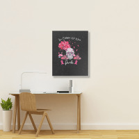 In October We Wear Pink Sugar Skull Moon Breast Cancer Portrait Canvas Print | Artistshot