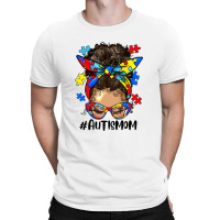 Afro Messy Bun Light Skin Autism Mom T-shirt | Artistshot