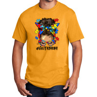 Afro Messy Bun Light Skin Autism Mom Basic T-shirt | Artistshot