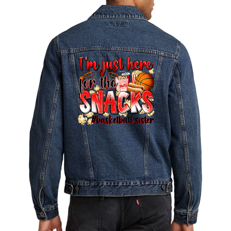 Im Just Here For The Snacks Basketball Sister Men Denim Jacket | Artistshot