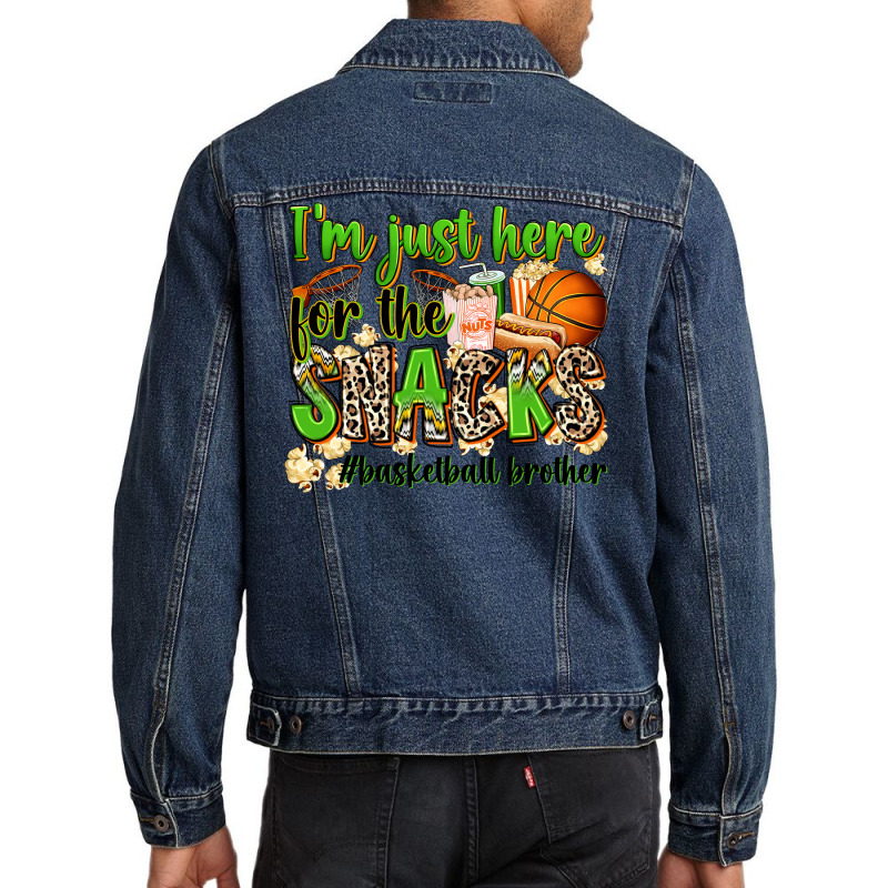 Im Just Here For The Snacks Basketball Brother Men Denim Jacket | Artistshot