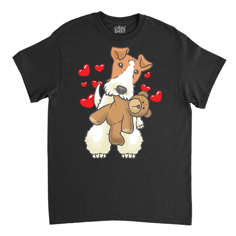 Gift Idea T  Shirt Fox Terrier Wirehaired Dog With Stuffed Animal T  S Classic T-shirt | Artistshot