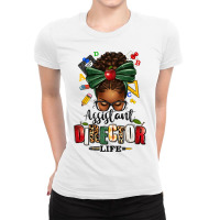 Assistant Director Life Afro Messy Bun Ladies Fitted T-shirt | Artistshot