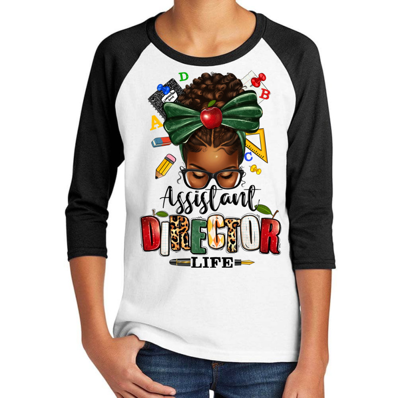 Assistant Director Life Afro Messy Bun Youth 3/4 Sleeve by texasbilliewilder | Artistshot