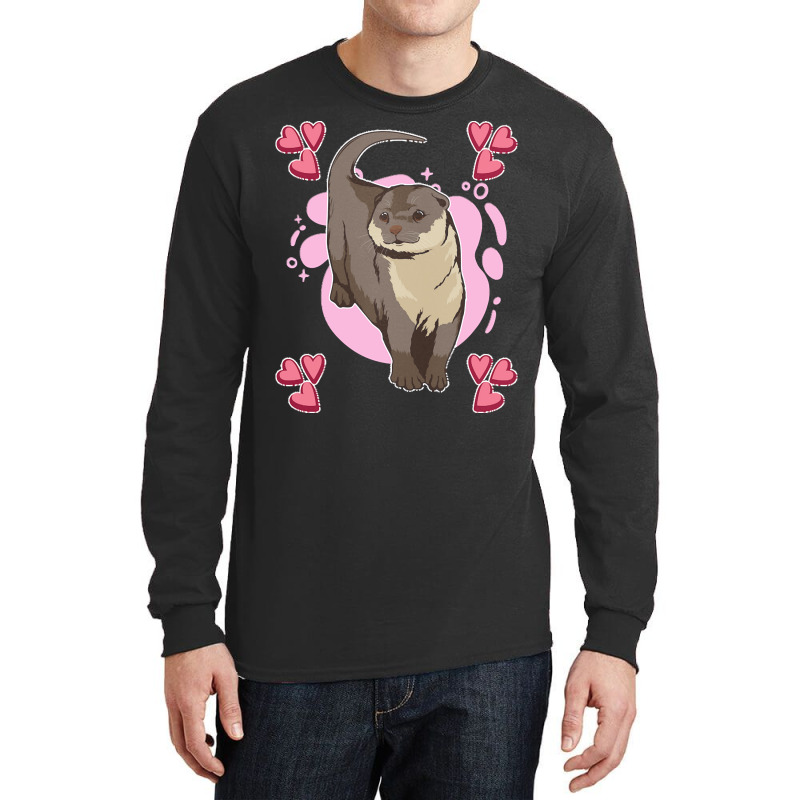 Otter T  Shirt Sea Otter Pink Heart Design Otter T  Shirt Long Sleeve Shirts | Artistshot