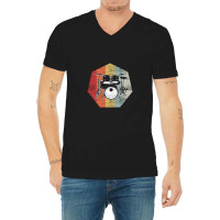 Retro Drummer Music Musical Instrument Drums V-neck Tee | Artistshot