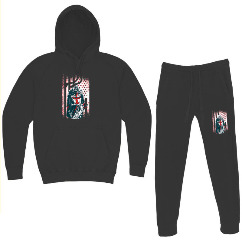 Jesus Crusader Warrior Vintage American Flag Knight Templar Hoodie & Jogger Set | Artistshot