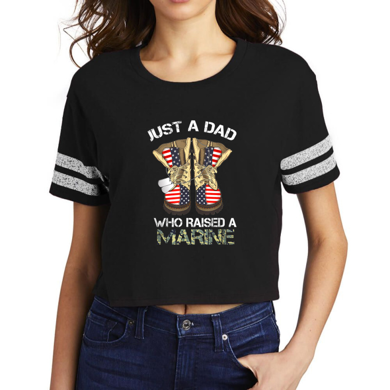 Just A Dad Who Raised A Marine Scorecard Crop Tee by Yuh2105 | Artistshot