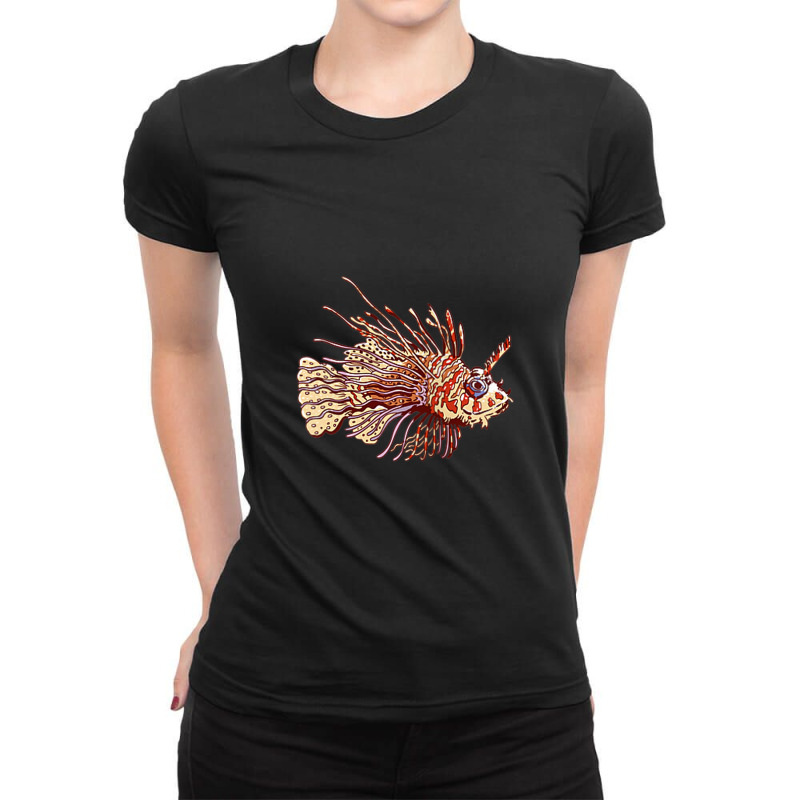 Lionfish Reef Fishing Lion Fish Sea Rock Diver Fish Lover Tank Top Ladies Fitted T-Shirt by Tiktify | Artistshot