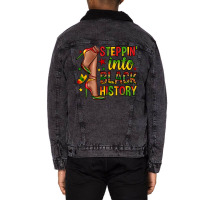 Steppin Into Black History Unisex Sherpa-lined Denim Jacket | Artistshot