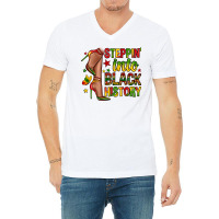 Steppin Into Black History V-neck Tee | Artistshot