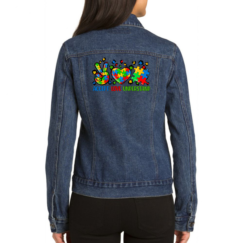 Accept Love Understand Autism Ladies Denim Jacket by CowGirlArtShop | Artistshot