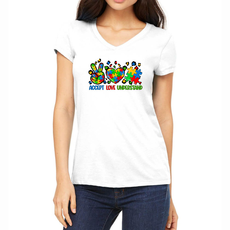 Accept Love Understand Autism Women's V-Neck T-Shirt by CowGirlArtShop | Artistshot