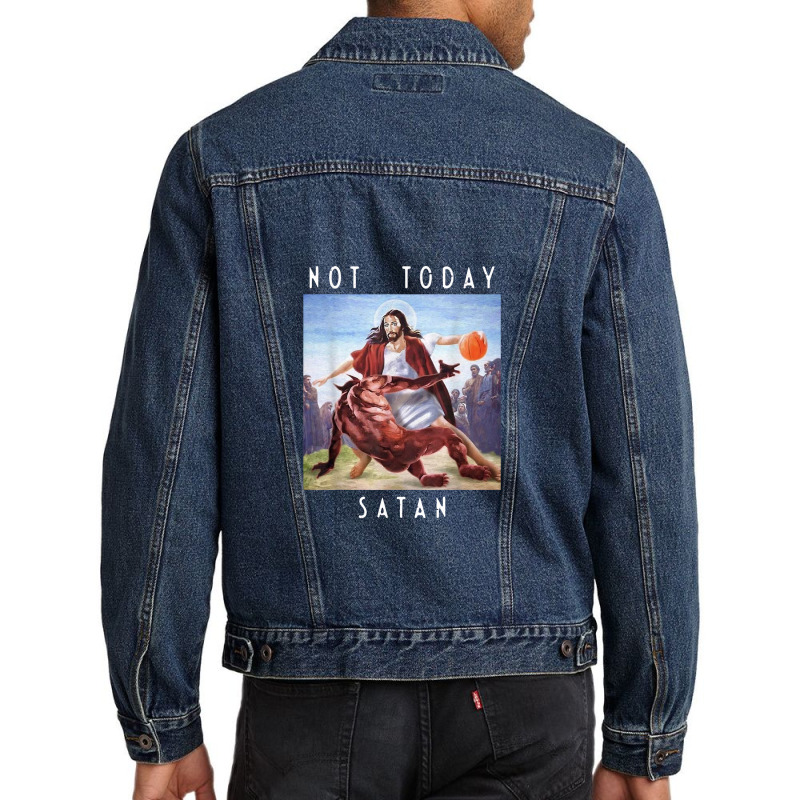 Not Today Satan Jesus Vs Satan In Basket Men Denim Jacket by salamwarna | Artistshot