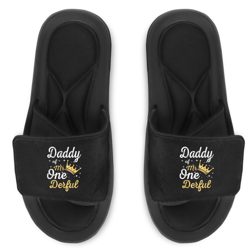 Daddy Of Mr Onederful 1st Birthday One Derful Matching T Shirt Slide Sandal | Artistshot