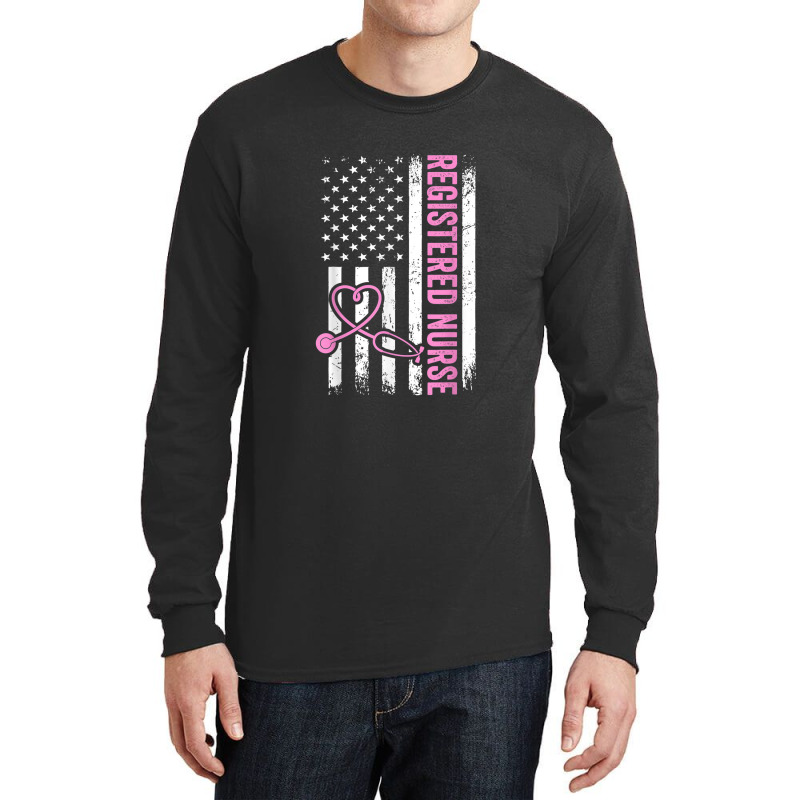 America Flag  Nursing  Patriotic Nurse  Registered Nurse Long Sleeve Shirts | Artistshot