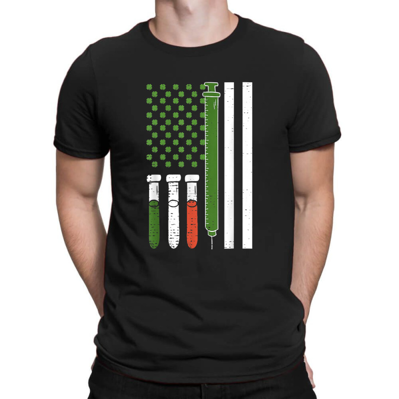 American Flag Irish Nurse Syringe Shamrock St Patricks Day T-shirt | Artistshot